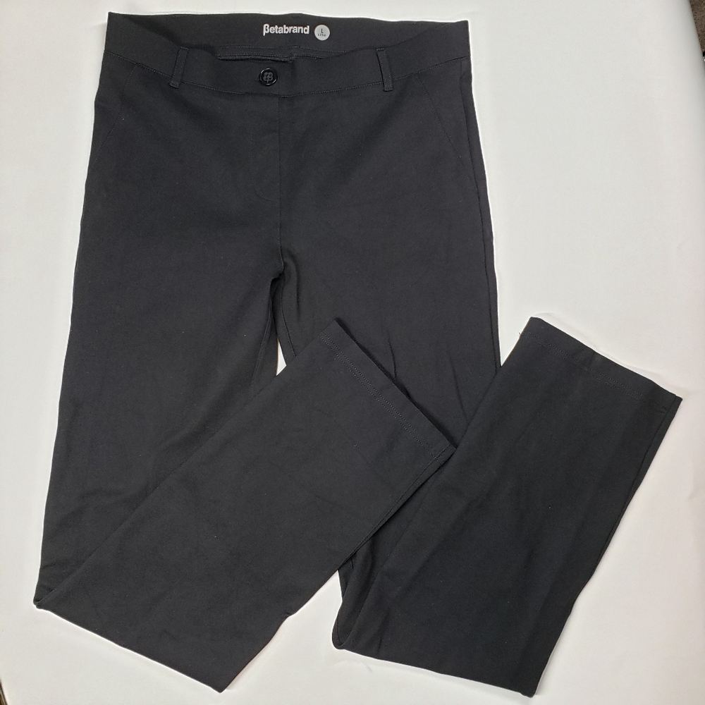 Betabrand Black Ponte Knit Dress Pant Yoga Pants Size L Long